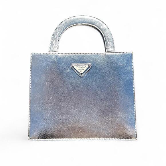 Vintage 90s Prada Metallic Silver Purse - Picture 1 of 8